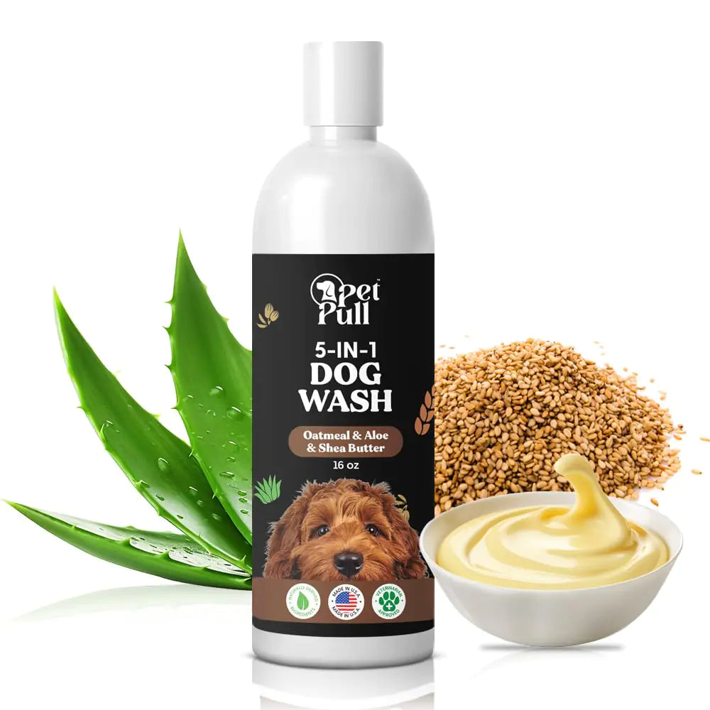 5-in-1 Plant-Based Dog Wash Sulfate-Free Oatmeal, Aloe & Shea Butter Shampoo (16 Fl Oz)