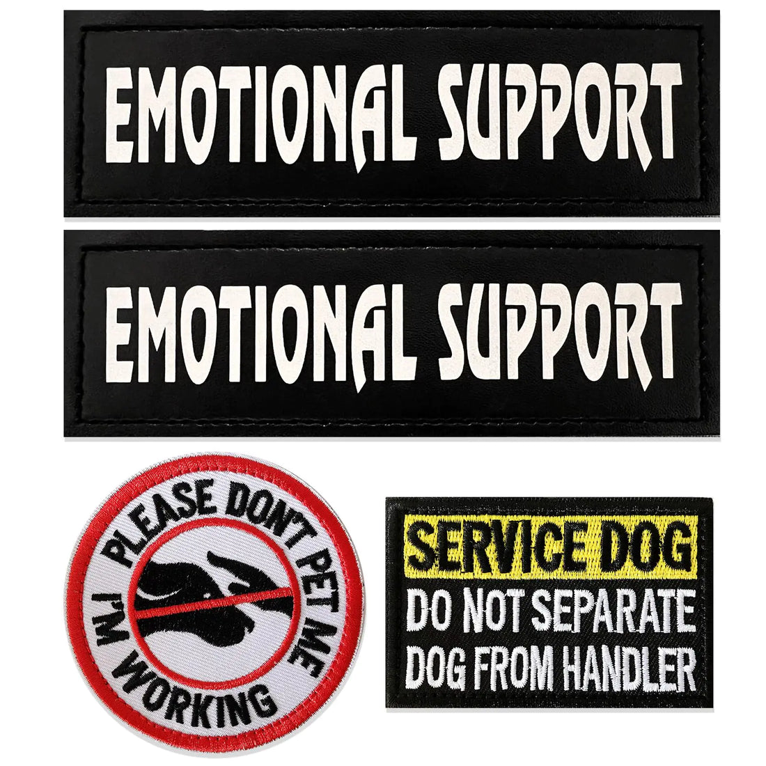 Reflective Service Dog Patch Set Tactical Velcro Harness Patches (Emotional Support &amp; More)